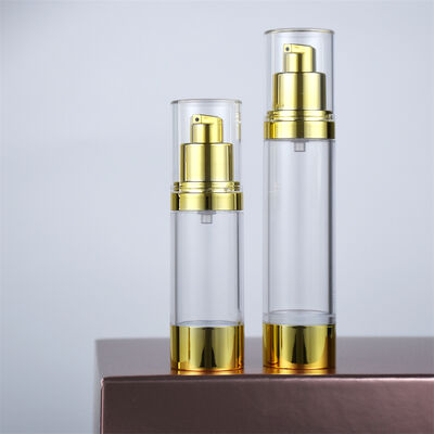 AS Airless Bottle Lotion Cosmetic Skin Care Packaging Pump Bottle Custom 15ml 30ml 50ml Cartons Gold Cosmetic Mini Bottles AS/PP