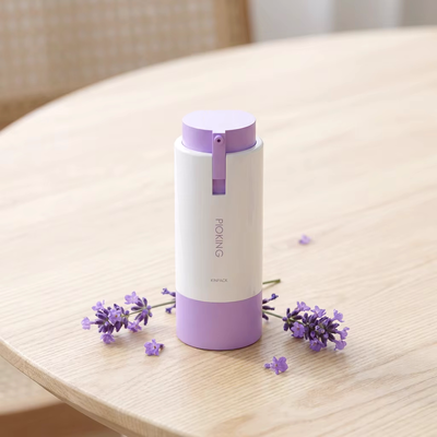 Recyclable Private Label 15ml 30ml 50ml  Round Shape Custom Pink Purple Color Airless ABS Lotion Bottle for Skincare Packaging