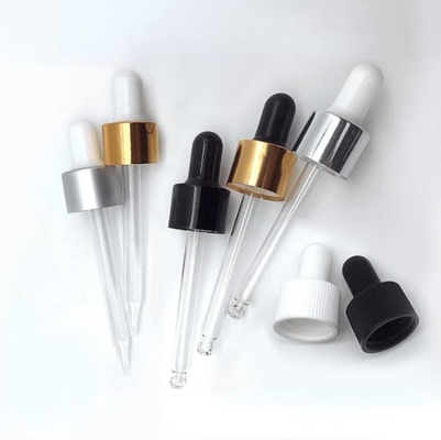 18/410 20/410 Aluminum Plastic Metal Dropper Cap With Glass Pipette