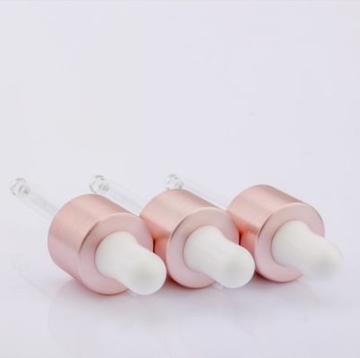 20/410 Aluminum Plastic Essential Oil Bottle Dropper Cap Brushed Wire Drawing Pink Color