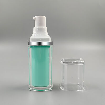 Hot Sale Wholesale Factory High Quality 15ml 30ml 50ml Square Double-layer Vacuum Bottle  for Personal Care