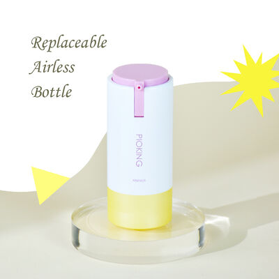 Recyclable Private Label 15ml 30ml 50ml  Round Shape Custom Pink Purple Color Airless ABS Lotion Bottle for Skincare Packaging