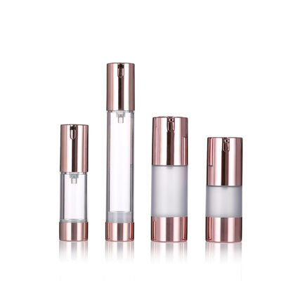 Luxury Rose Gold Airless Pump Bottle 15-20ml Round Airless Lotion Bottle Serum Bottle