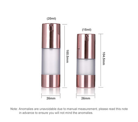 Luxury Rose Gold Airless Pump Bottle 15-20ml Round Airless Lotion Bottle Serum Bottle