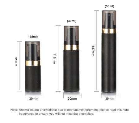 Top Quality Black Airless Bottle 15ml 30ml 50ml PP Plastic Airless Cosmetic Bottles