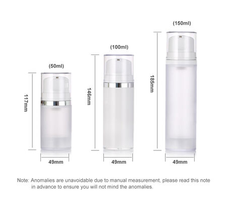 Stock White Cream Plastic Airless Pump Bottle for Lotion Facial Cleanser & Skin Care Serum 50ml/100ml/150ml Screen Printed
