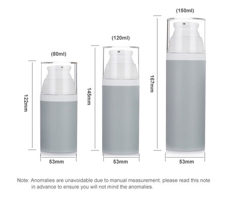 Grey Color 80ml Airless Pump Bottle 3 Sizes Optional Plastic Airless Bottle for Cosmetic