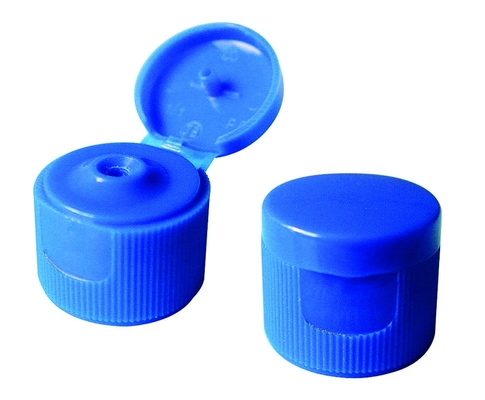 Blue Plastic Cosmetic Bottle Caps , 24mm Flip Top Cap For Disinfectant
