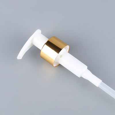 White Gold Plastic Lotion Pump , 1.2cc Hand Soap Pump Aluminium Material OEM